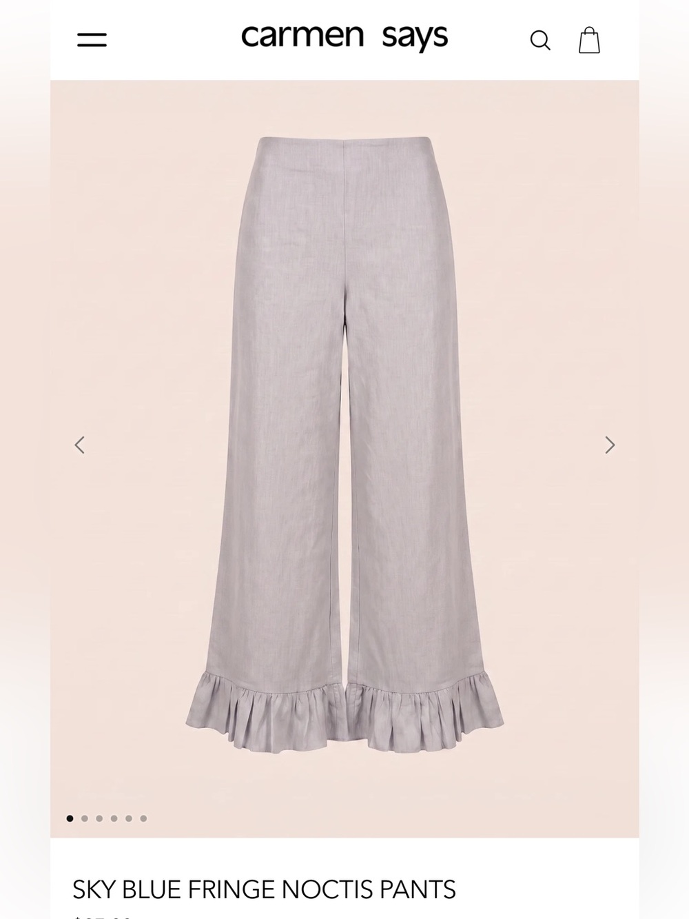 Carmen Says SKY BLUE FRINGE NOCTIS PANTS